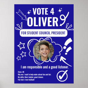 Schulrats-Wahlplakat-Vorlage für Kinder  Poster