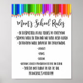 Schulregeln der Mama, Regeln für den Schulunterric Poster (Vorne)