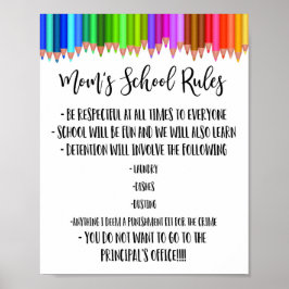 Schulregeln der Mama, Regeln für den Schulunterric Poster