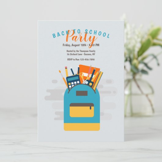 Schulrucksack Einladung (Stehend Vorderseite)