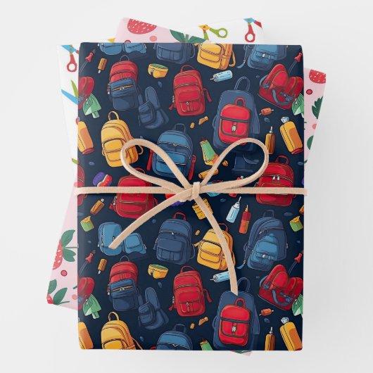 Schulrucksack Erdbeerschere Geschenkpapier Set (Beispiel)