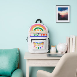 Schulrucksack mit Rainbow und Open Bool Design Bedruckter Rucksack