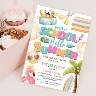 Schulschluss! Ende-der-Schule-Pool-Sommerparty Einladung