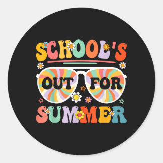 Schulschluss für den retro Sommer letzten Schultag Runder Aufkleber