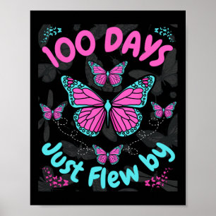 Schulschmetterlingsmädchen fliegen 100 Tage Poster