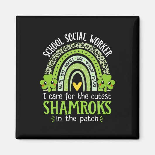 Schulsozialarbeiter Shamrocks St Patricks Day Soz Magnet (Vorne)
