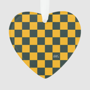 Schulsport-Checkboard INITIALS Green Gold Ornament