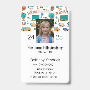 Schulsymbole Homeschool Student ID Abzeichen Ausweis