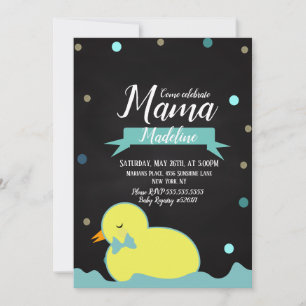 Schultafel-Ente Wasser-Faux-Gold-Junge-Baby-Party Einladung