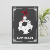 Schultafel-Fußballspieler-Weihnachtskarten Feiertagskarte (Stehend Vorderseite)