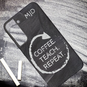 Schultafel-Kaffee-Lehren-Wiederholen-Monogramm Samsung Galaxy Hülle
