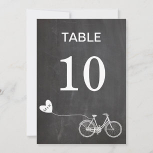 Schultafel romantische Fahrrad-Initialen Tischnumm Einladung