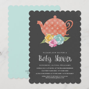 Schultafel-Teekanne-Baby-Shower-Einladung Einladung