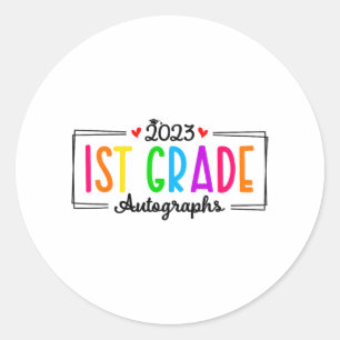 Schultag 2023 Autograph 1st Grade Abschluss Runder Aufkleber