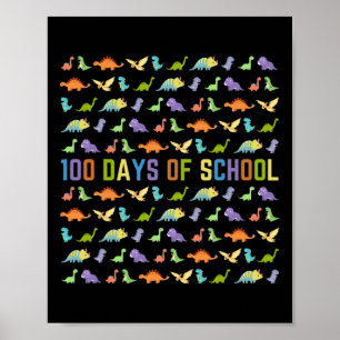 Schultag - Dinosaurier - einfache 100 Tage Schulze Poster