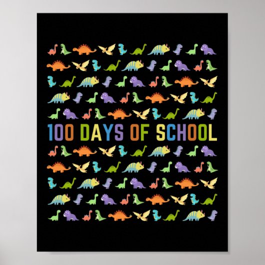 Schultag - Dinosaurier - einfache 100 Tage Schulze Poster (Vorne)