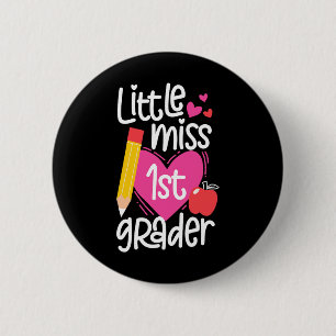 Schultag Kleine Miss 1-Grader Girls Button