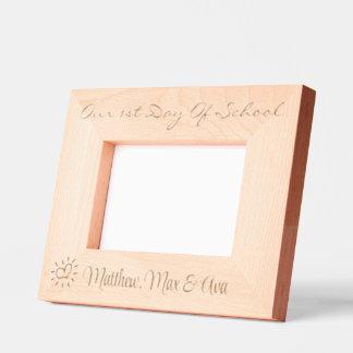 Schultag, Triplets, Twins, Foto, 6x4", Geätzte Rahmen