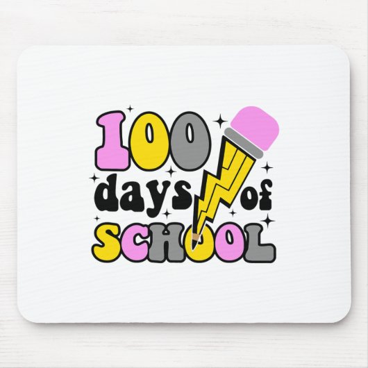 Schultage Blitz Bolt Stift Lehrer 100. Mousepad (Vorne)