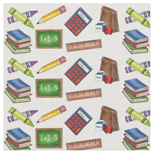 Schultage Crayon Calculator Ruler Pencil Lehrer Stoff (Nahaufnahme)