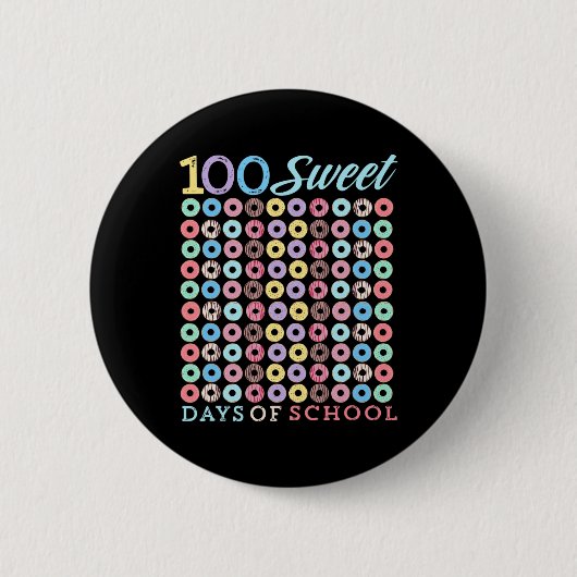 Schultage Donut Niedlich 100. Schultag Button (Vorderseite)