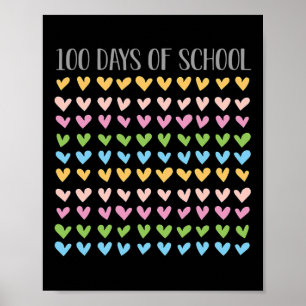 Schultage Herzen 100. Vintage-Lehrer Retro Poster