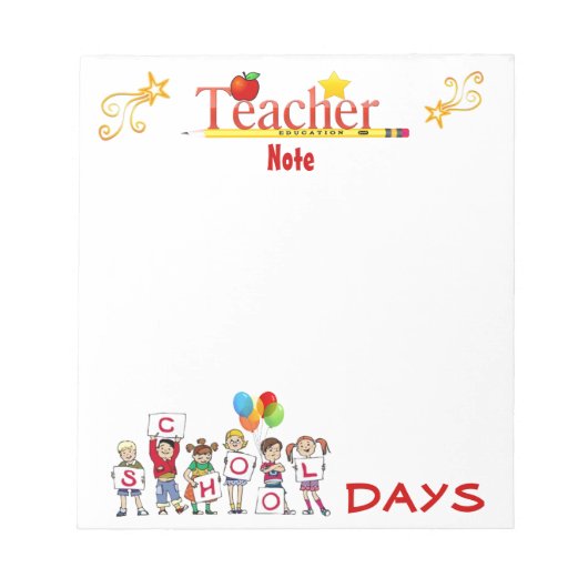 Schultage Lehrer Notepad Notizblock (Vorderseite)