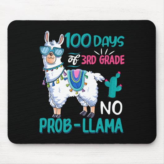 Schultage Nr. Probllama Llama 3. Klasse Teache Mousepad (Vorne)