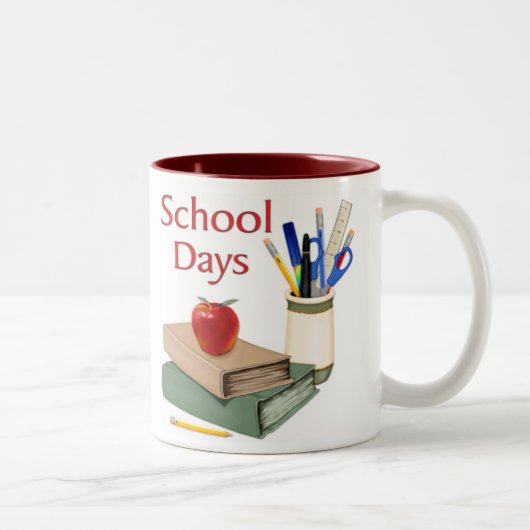 Schultage Stillleben Zweifarbige Tasse (Rechts)