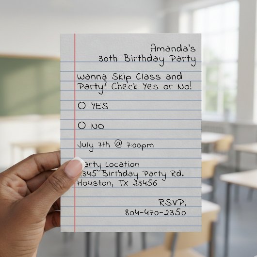 Schultage Überprüfen Sie Ja oder Nein Notizpapier Einladung