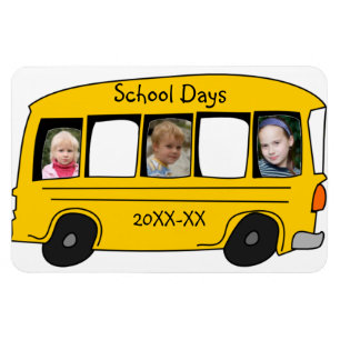 Schultagesgelbes Schulbus-Foto Magnet