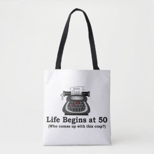 Schultertasche "Das Leben beginnt mit 50" Tasche