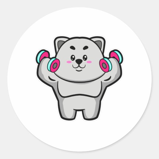 Schultertraining mit Dumbells Runder Aufkleber (Vorderseite)