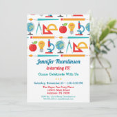 Schulthema Geburtstag Einladung Bildung Lehrerin (Stehend Vorderseite)