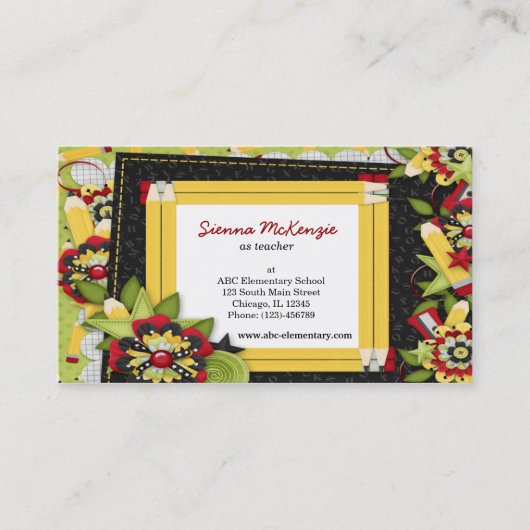 Schulthema Visitenkarte (Vorderseite)