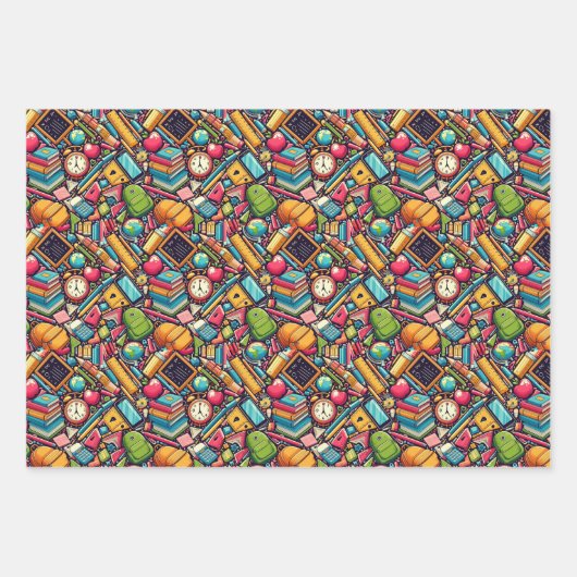 Schulthemenumrandungspapier Set 3 Geschenkpapier Set (Vorderseite 3)