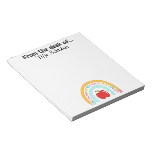 Schulthemenversorgung mit Regenbogen-Notizblock Notizblock (angewinkelt)