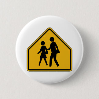 Schulüberfahrt-Straßenschild Button