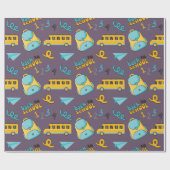 Schulumschlagpapier: Rucksack, Zahlen und Bus Geschenkpapier (Flach)