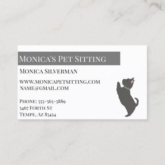 Schulung von Hunden im Heimunterricht Visitenkarte (Rückseite)