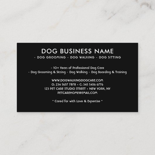 Schulung von Hunden im Sitzen von Boardings Visitenkarte (Rückseite)