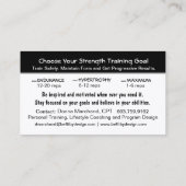 Schulungskarte für selbstständige Festigkeit Visitenkarte (Rückseite)