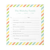 Schulverzeihung Personalisiert, Regenbogenstreifen Notizblock (Vorderseite)