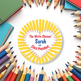 Schulwahlen schreiben Wahlkreiszeichen: Runder Aufkleber