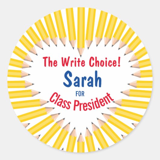 Schulwahlen schreiben Wahlkreiszeichen: Runder Aufkleber (Vorderseite)