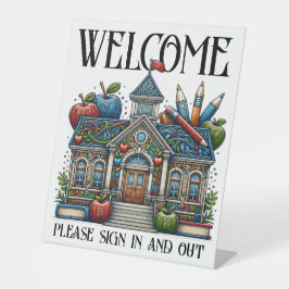 SchulWillkommensunterschrift Sockelschild