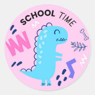 Schulzeit Dinosaur Klassischer Rundaufkleber Runder Aufkleber