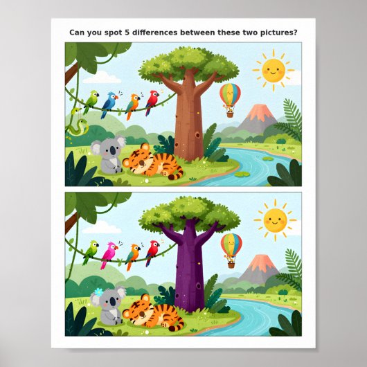 Schulzeit-Spot-the-Difference-Poster – Bildung Poster (Vorne)