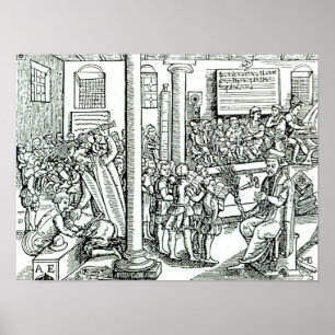 Schulzimmerszene in Tudor-Zeiten Poster