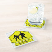 Schulzone Glasuntersetzer (Schrägansicht)